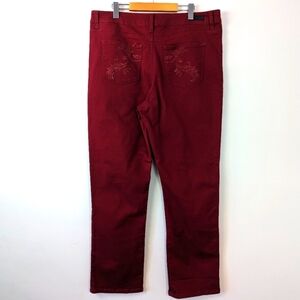 Lee Classic Fit Straight Leg Embellished Pocket Jeans - Burgundy, Size 18 Medium